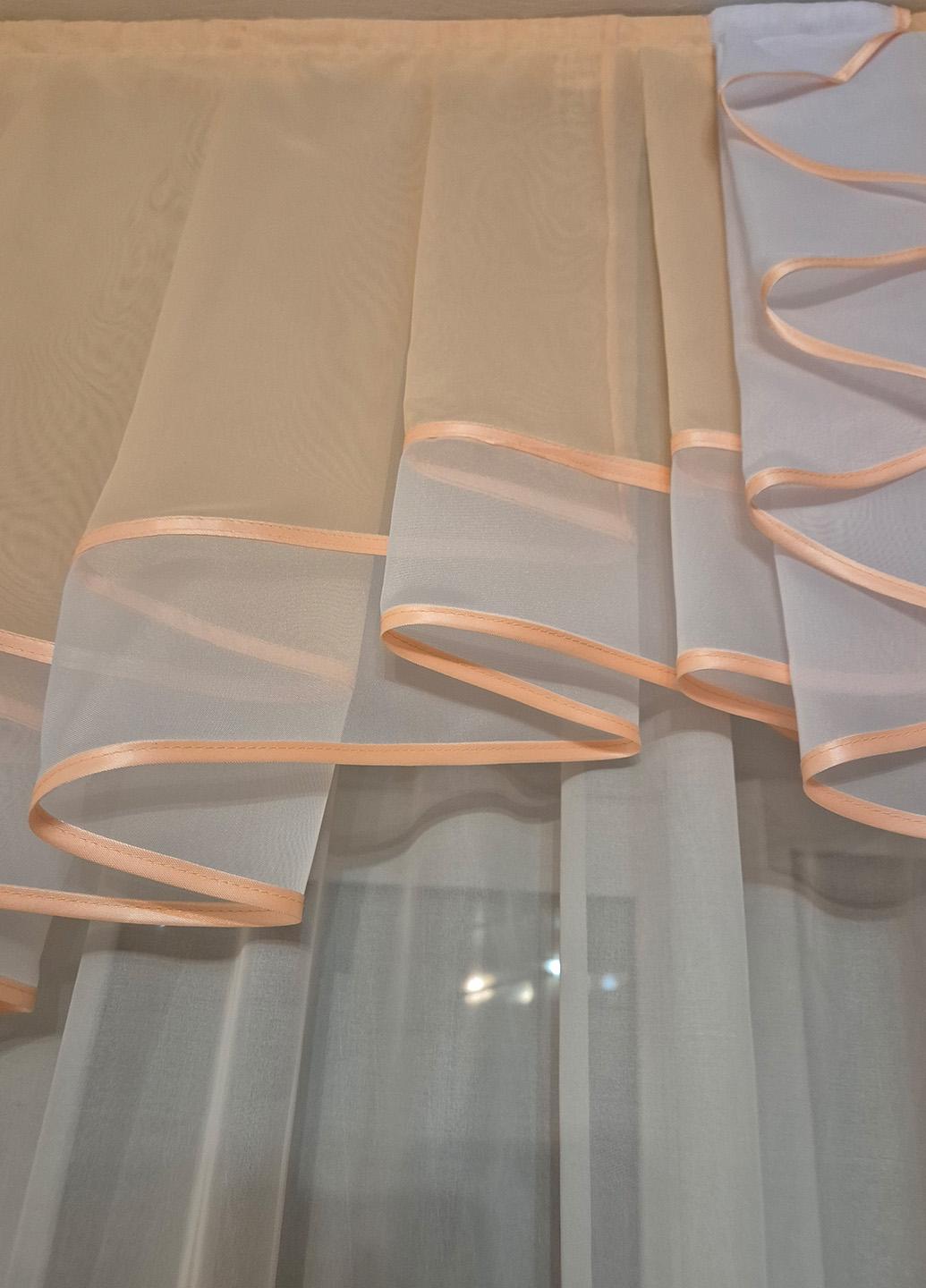 Ламбрикен Firanka Асиметрія шифон карниз 200 см Абрикосовий/Білий (26_2_2м) - фото 3