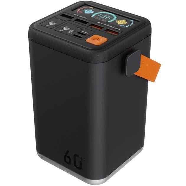 Повербанк 60000 mAh 100 Вт для ноутбука/телефона на 6 портов USB с фонариком (o2100wblack)