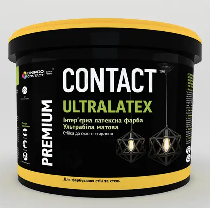 Краска интерьерная для потолков и стен CONTACT ULTRALATEX 1,4 кг Белый В1