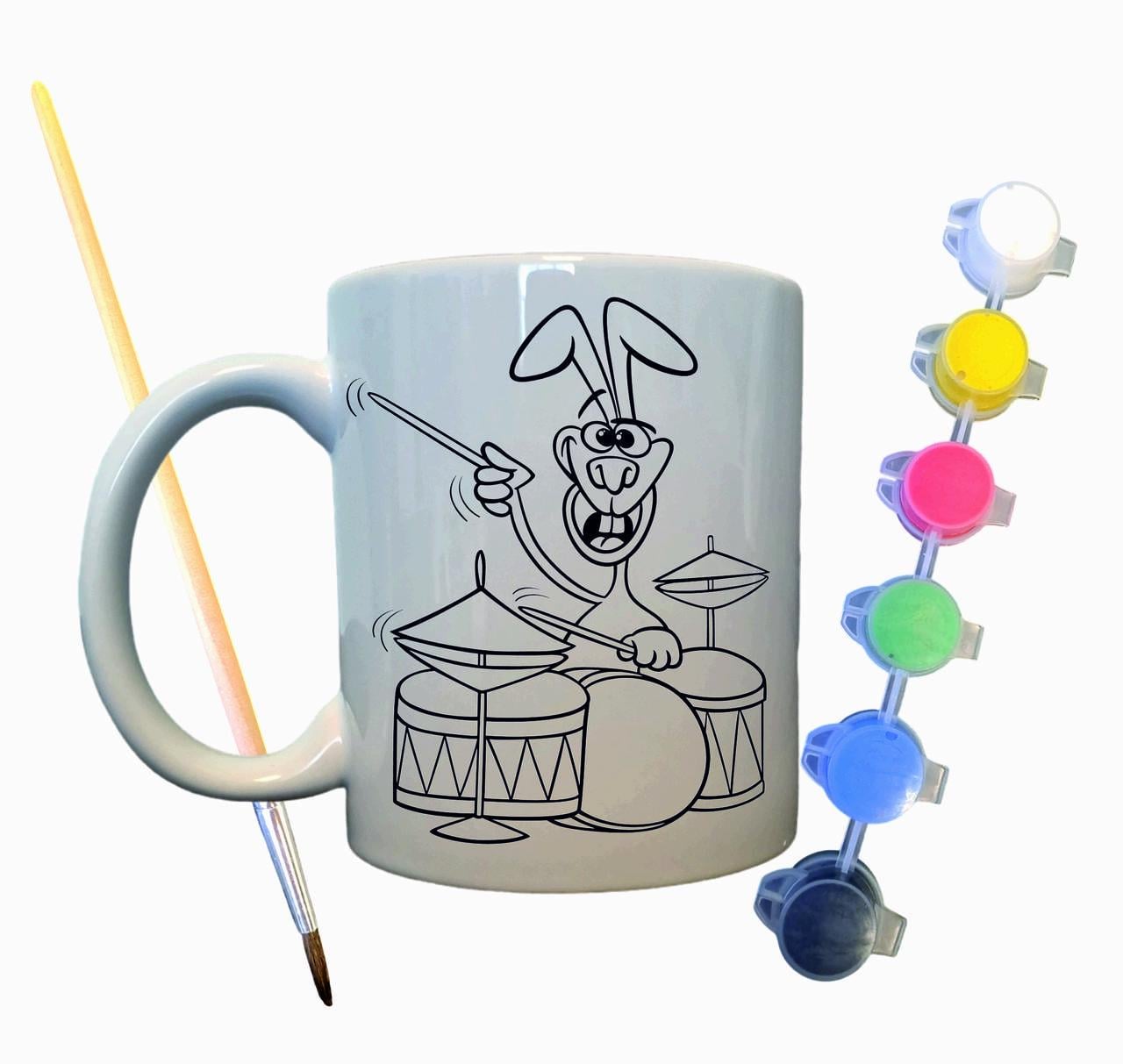 Набор для творчества кружка раскраска Зайчик барабанщик 330 мл Белый (КР0014)