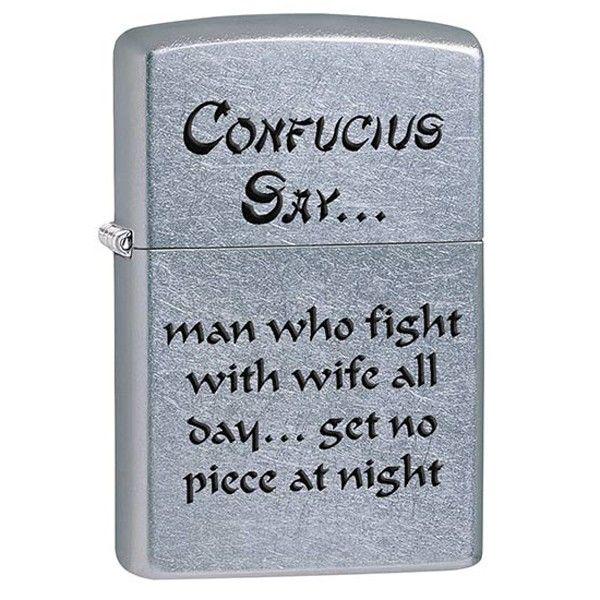 Зажигалка ZIPPO 28460 CONFUCIUS SAY WIFE