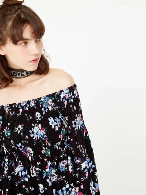 Платье Only с цветами XS Черный (117307531) - фото 4 Платье Only с цветами XS Черный (117307531) - фото 4