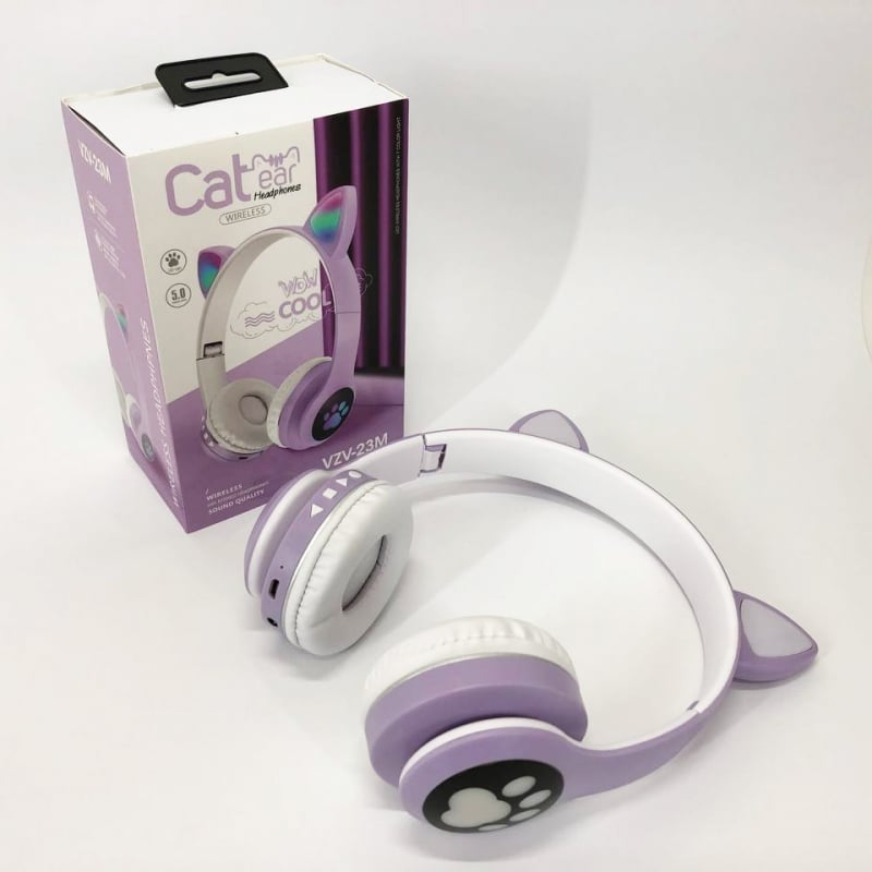 Наушники беспроводные Cat VZV 23M со светящимися кошачьими ушками Purple (tf4346) - фото 2