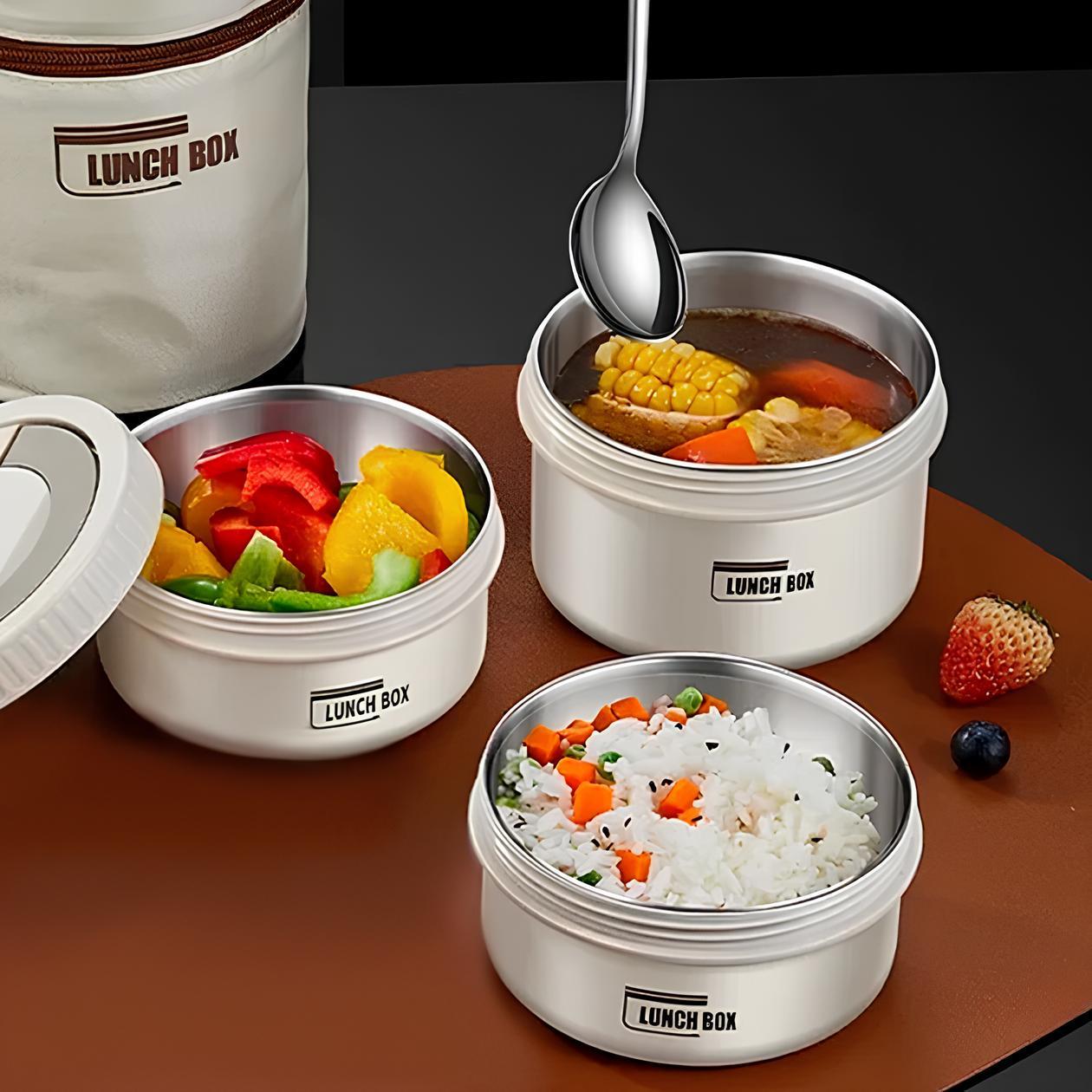 Ланч-бокс с термосумкой из нержавеющей стали Бежевый (2549773091) - фото 3 Ланч-бокс с термосумкой из нержавеющей стали Бежевый (2549773091) - фото 3