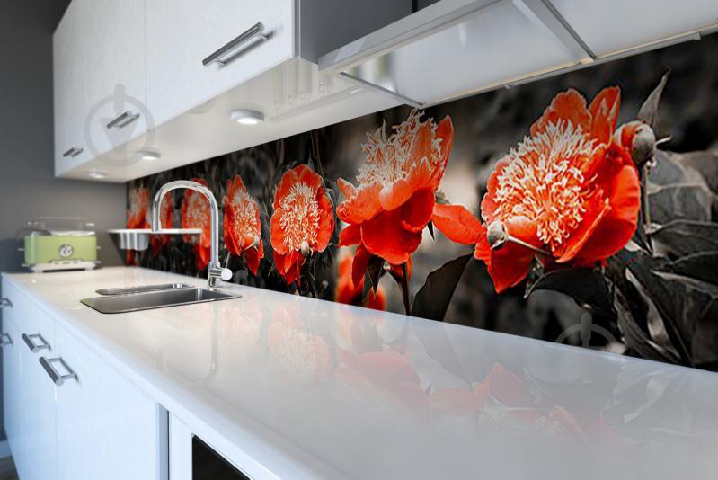 Скинали на кухню Zatarga «Красные пионы 02» 650х2500 мм виниловая 3Д наклейка кухонный фартук самоклеящаяся Z180346/1 Скинали на кухню Zatarga «Красные пионы 02» 650х2500 мм виниловая 3Д наклейка кухонный фартук самоклеящаяся Z180346/1