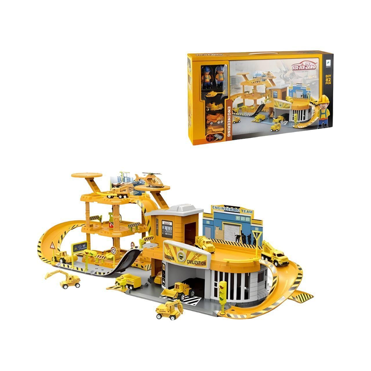 Игрушка парковка 660 A-199 вертолет/мотоцикл/экскаватор/бетоносмеситель 82 дет. (22399574)