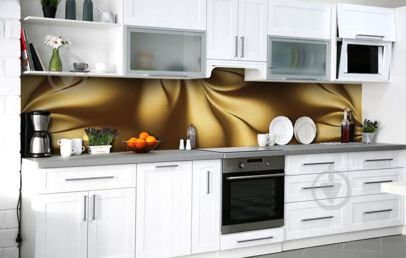 Скинали на кухню Zatarga «Мятое золото» 600х2500 мм виниловая 3Д наклейка кухонный фартук самоклеящаяся