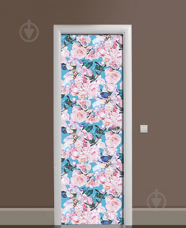 Наклейка на дверь Zatarga «Бирюза и нежность розы» 650х2000 мм виниловая 3Д наклейка декор самоклеящаяся