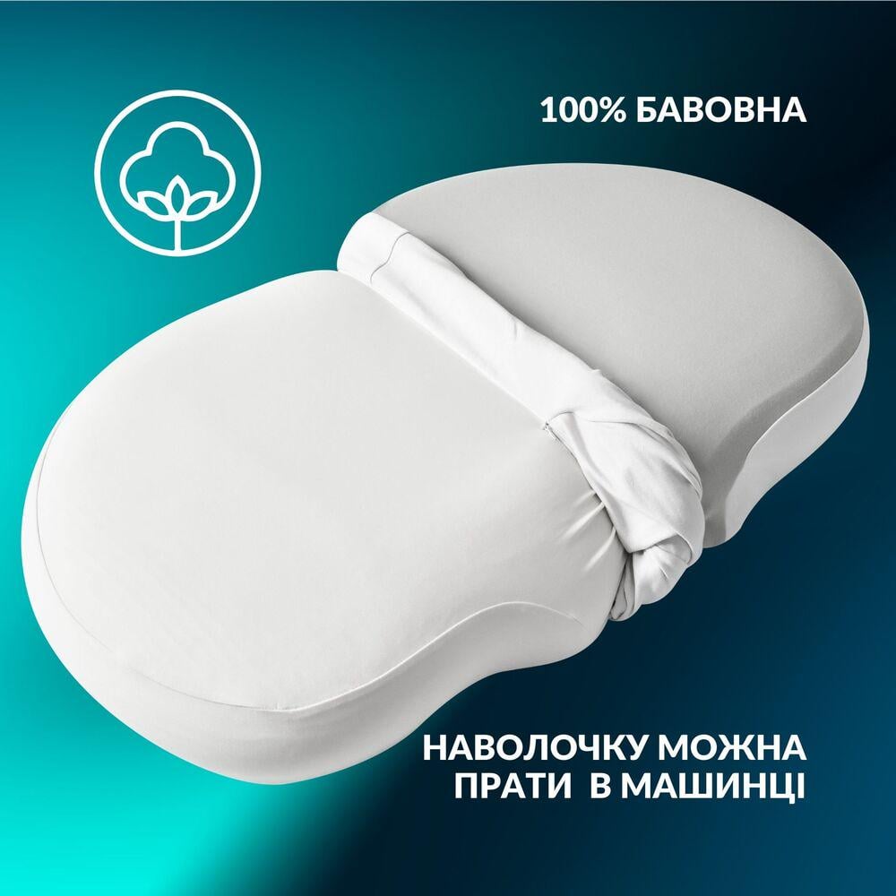Подушка ортопедична IDEIA CloudTherapy анатомічна з ефектом памʼяті з наволочкою на блискавці 65х40х10 см Сірий (26537) - фото 4 Подушка ортопедична IDEIA CloudTherapy анатомічна з ефектом памʼяті з наволочкою на блискавці 65х40х10 см Сірий (26537) - фото 4