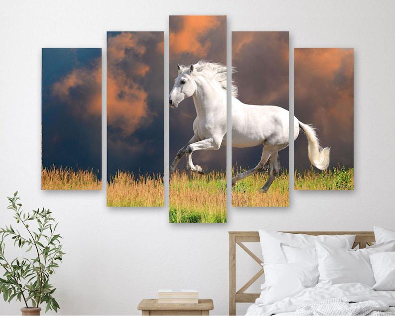 Модульная картина KIL Art Андалузская белая лошадь на холсте из пяти частей 112x68 см (M51_M_59)