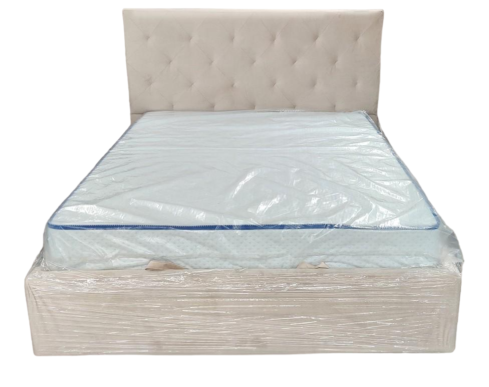 Кровать двуспальная Leandra Comfort Simple с подъемным механизмом и нишей для белья 140х200 см Айвори (bnb_0413)