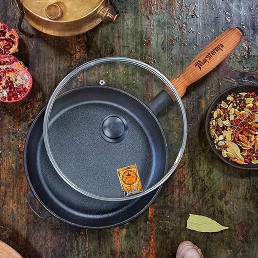 Сковорода чугунная с деревянной ручкой со стеклянной крышкой Maysternya Т302С3Ук 24х4 см (2712194955)