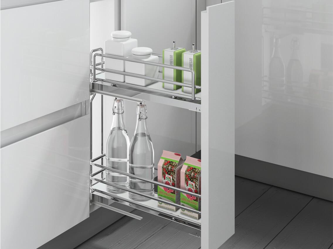 Карго фасад бічне кріплення з доводчиком INOXA Ellite 5104ЕУ 2 полиці 150 мм Хром/Білий (81828)