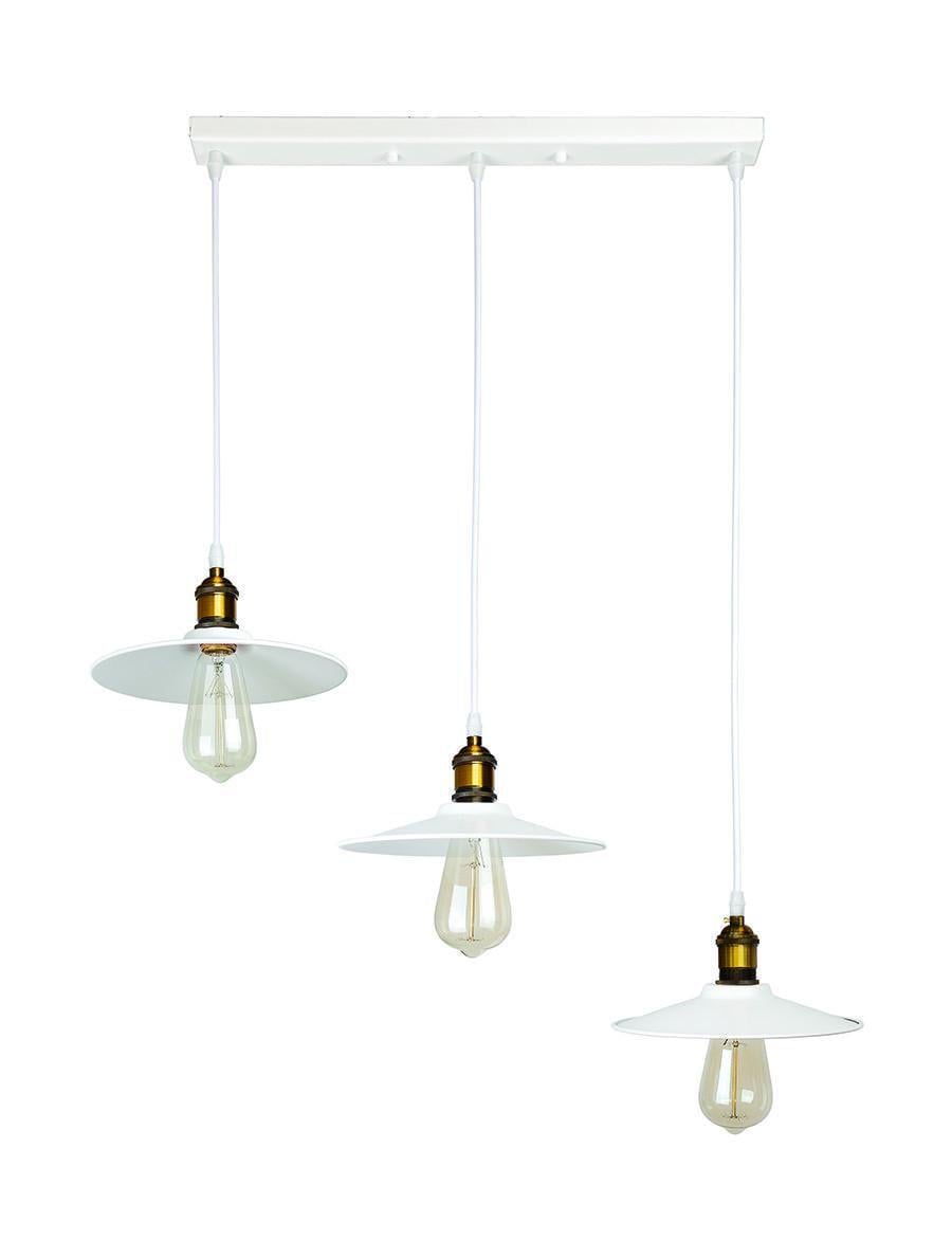 Подвесной светильник линейный Levistella 752837F-3 500 с тремя металлическими дисковыми плафонами Белый (1904028003)