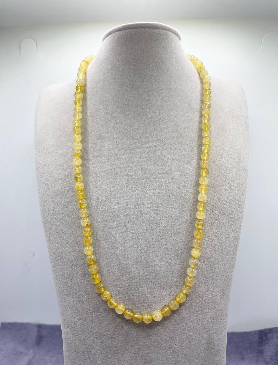 Бусы рутиловый кварц на резинке 50 см 6 мм Желтый (1046)