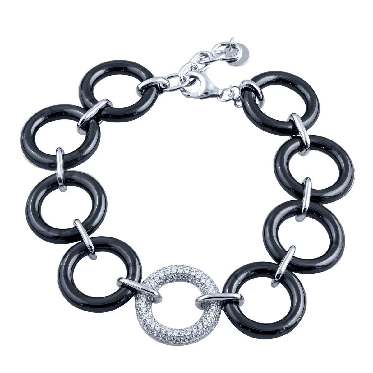 Браслет серебряный на руку с керамикой