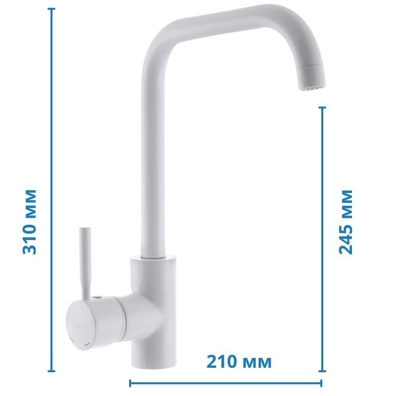 Кран на мойку на кухню с высоким изливом однорычажный Haiba HANS-011-G латунь Белый (b-HB0818) - фото 3 Кран на мойку на кухню с высоким изливом однорычажный Haiba HANS-011-G латунь Белый (b-HB0818) - фото 3