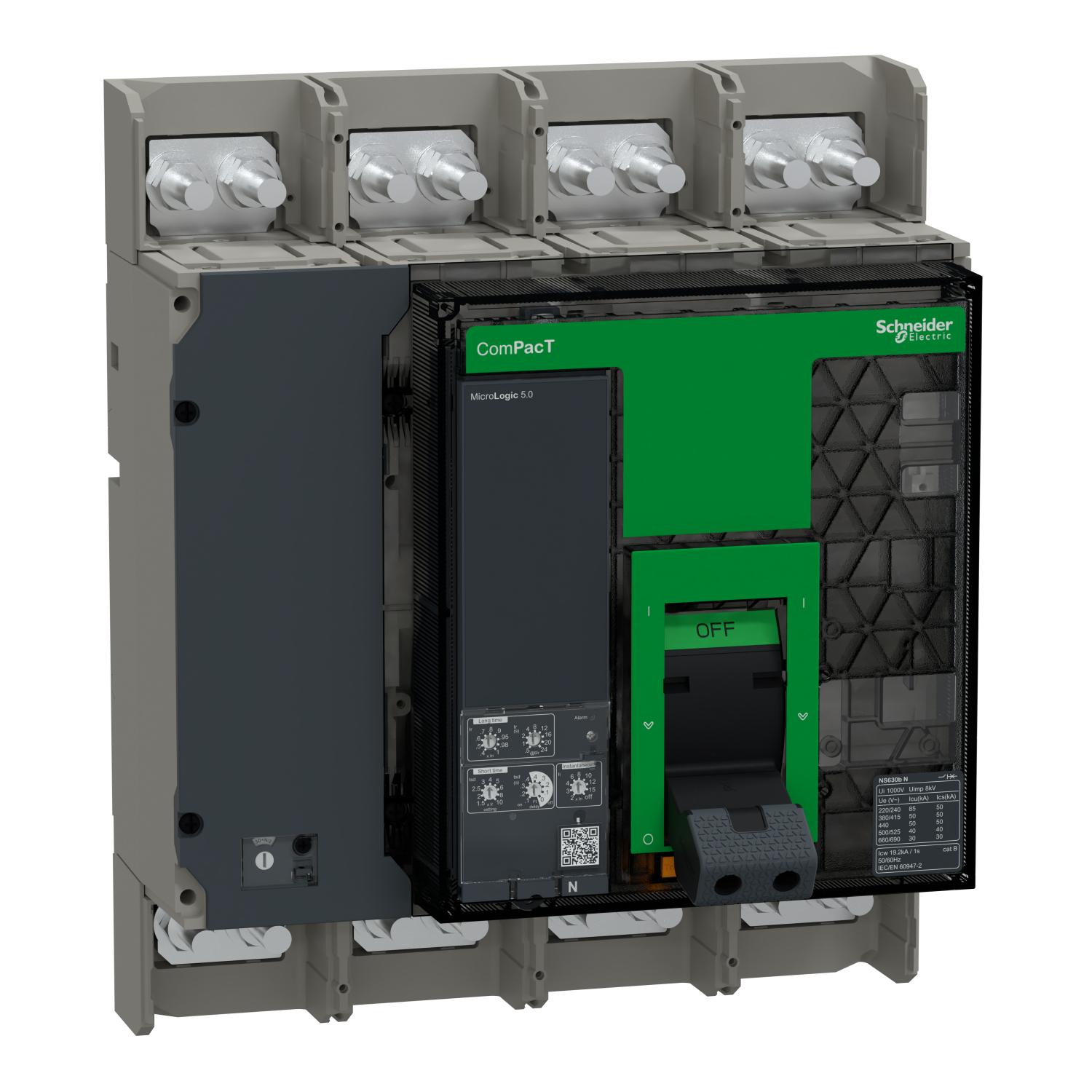 Автоматический выключатель Schneider Electric COMPACT NS630b N 4P 630А 50кА фиксированный с расцепителем ML5 (C063N450FM)