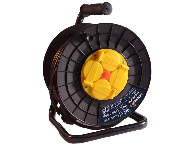 Удлинитель на катушке Lemanso LMK72006 20 м 4 розетки с крышками 16А 800-3000Вт