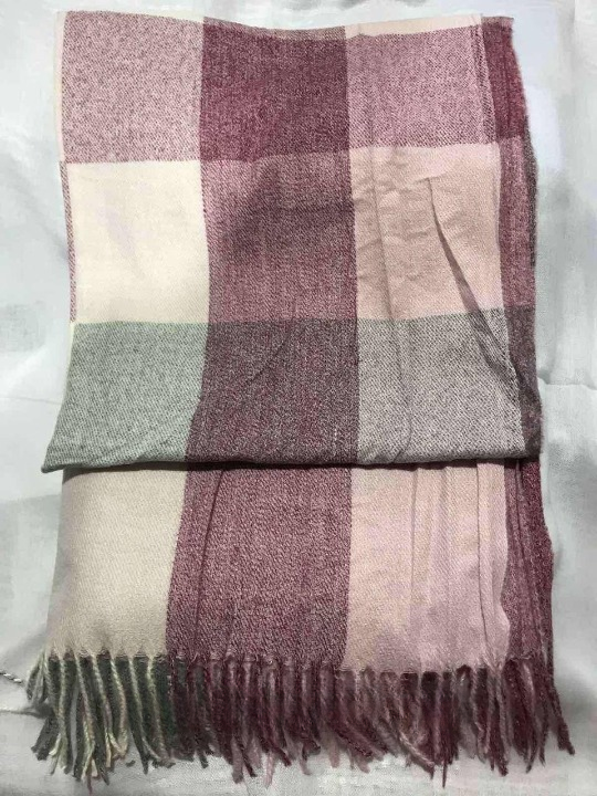 Шарф женский кашемировый в клетку Розовый (ШарфКаш82)