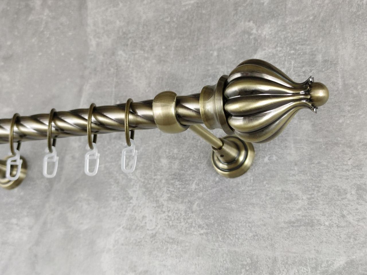 Карниз MStyle металлический для штор однорядный Таджа 25 мм крученый 400 см Антик (5011797)