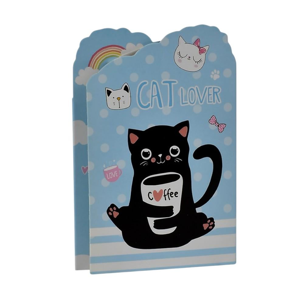 Блокнот со стикерами для заметок Cats складной с рисунком кота и надписью 33,5х12,5 см Голубой (WW00616ST)