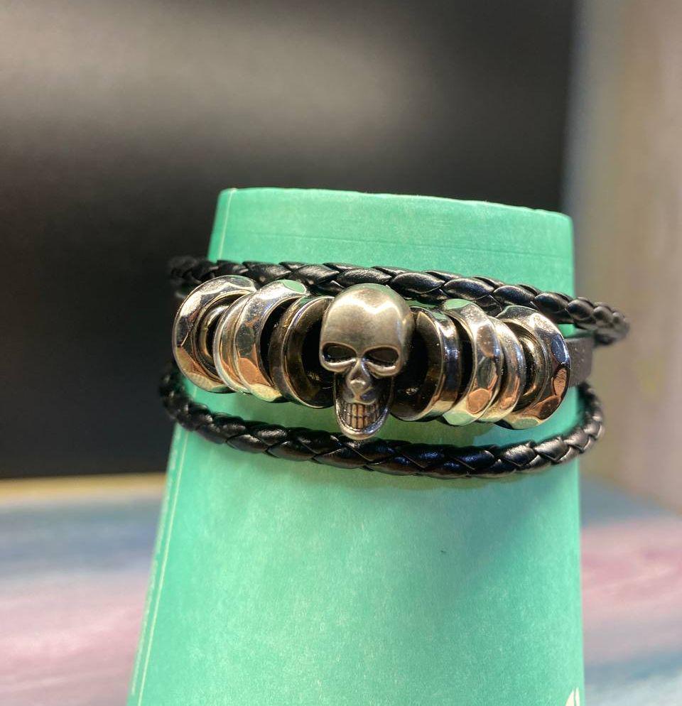 Браслет из экокожи PG06151 Череп и кольца на завязке 6 см (14244843) Браслет из экокожи PG06151 Череп и кольца на завязке 6 см (14244843)