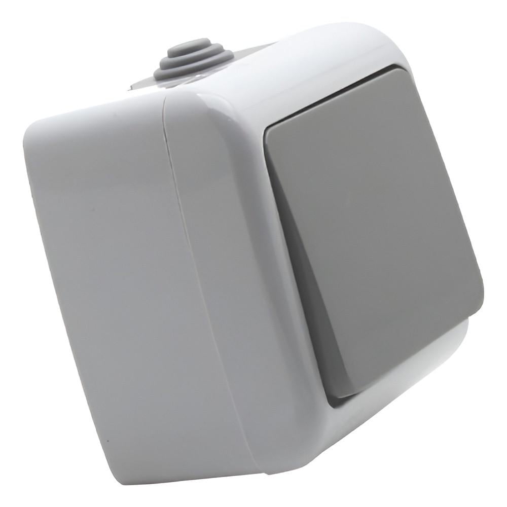 Выключатель накладной одноклавишный Lemanso Немо промежуточный Серый (LMR2407)