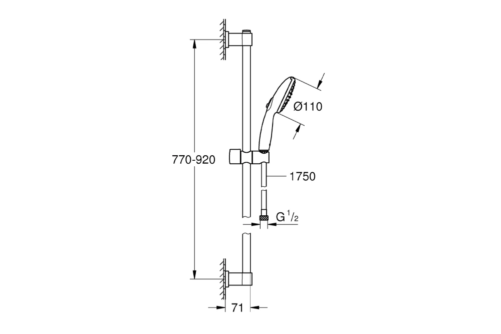 Душовий гарнітур Grohe QuickFix Vitalio Start 110 26955001 (22982173) - фото 3