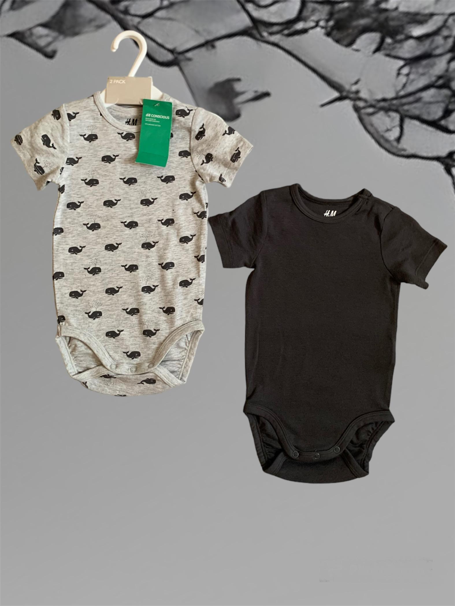 Боді H&M 9/12 місяців 80 см 2 шт. Сірий (0012607)