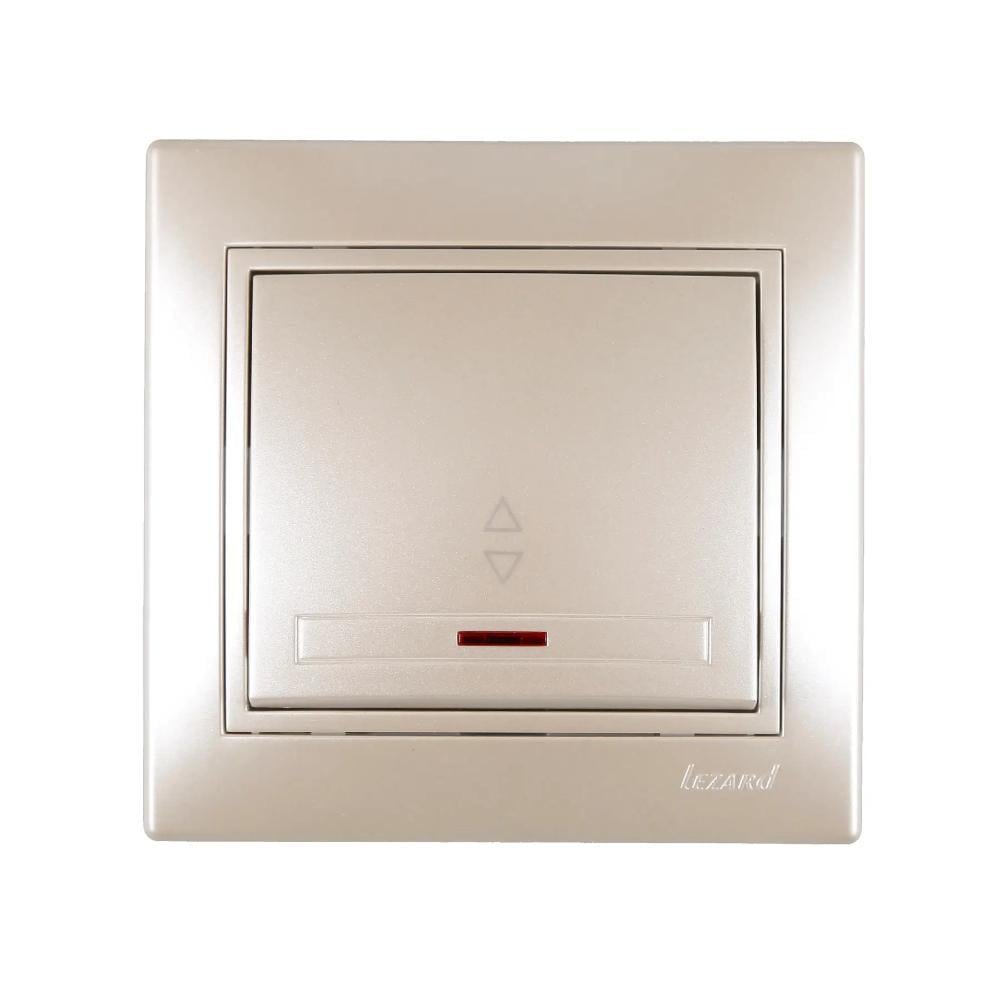 Выключатель одноклавишный проходной с подсветкой MIRA со вставками Жемчужно-белый перламутр (00000019939)