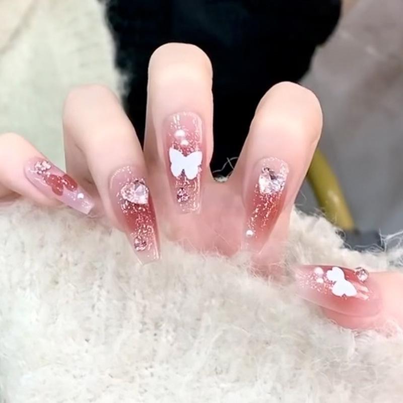 Накладные ногти с дизайном бабочка с клеем Bananahall 24 шт.LK15286 Розовый (A9756) - фото 4 Накладные ногти с дизайном бабочка с клеем Bananahall 24 шт.LK15286 Розовый (A9756) - фото 4