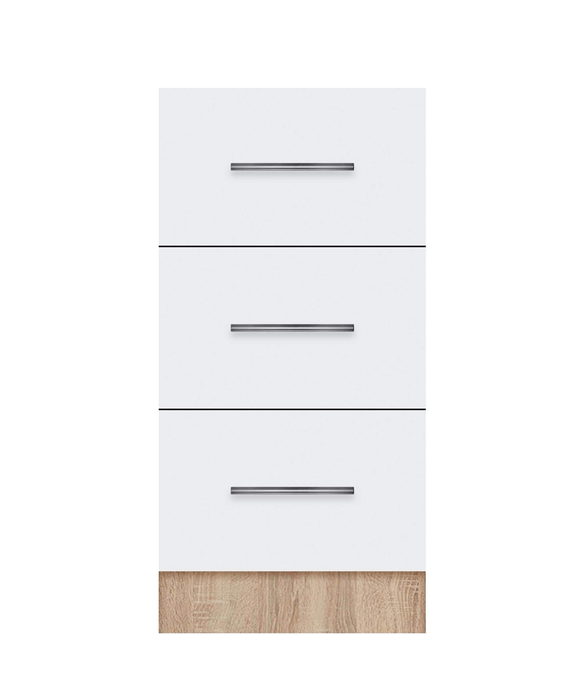 Тумба з трьома ящиками МАКСІ-МЕблі без стільниці 500 Дуб сонома/Білий гладкий (70124)