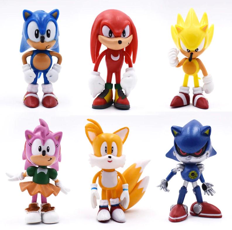Набор фигурок Super Sonic Супер Соник/Майлз Тейзл/Эми Роуз/Ехидная Наклз/Металл-Соник Супер Шедоу 6 шт. 6-7 см