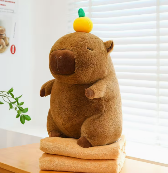 Мягкая игрушка плюшевая детская Капибара с апельсином 26 см (2790084029)