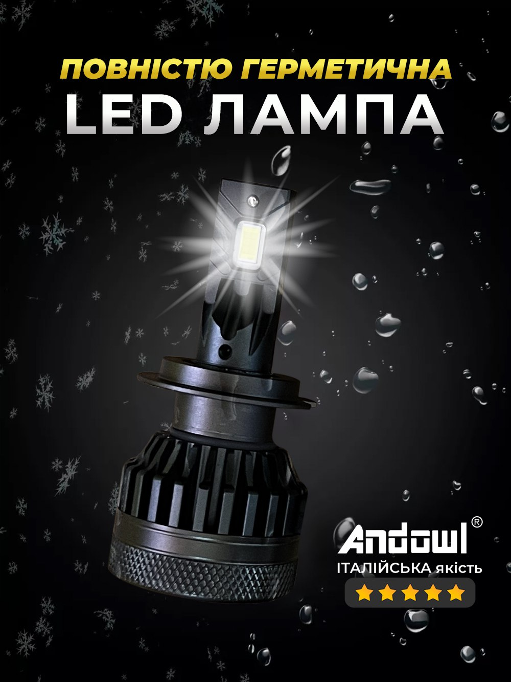 Лампы LED автомобильные в фару Andowl ближний и дальний свет противотуманные Q-D9 H7 2 шт. Черный (afa4d99d) - фото 9