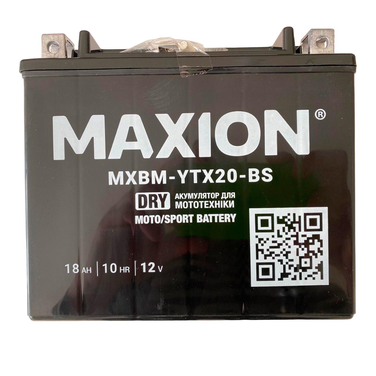 Акумулятор мото Maxion YTX20-BS DRY 12V 18Ah 175x87x155 мм