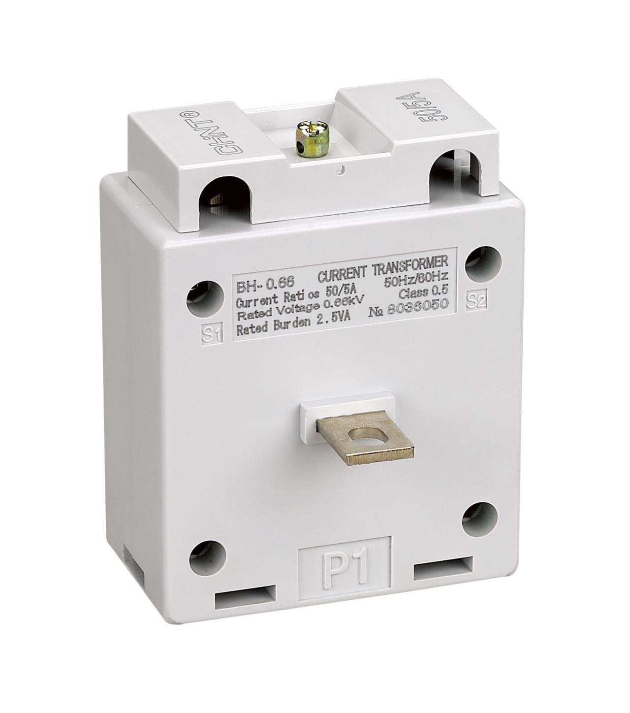 Трансформатор струму CHINT BH 0.66 50/5A CL0.5 з вбудованою шиною IEC (364910)
