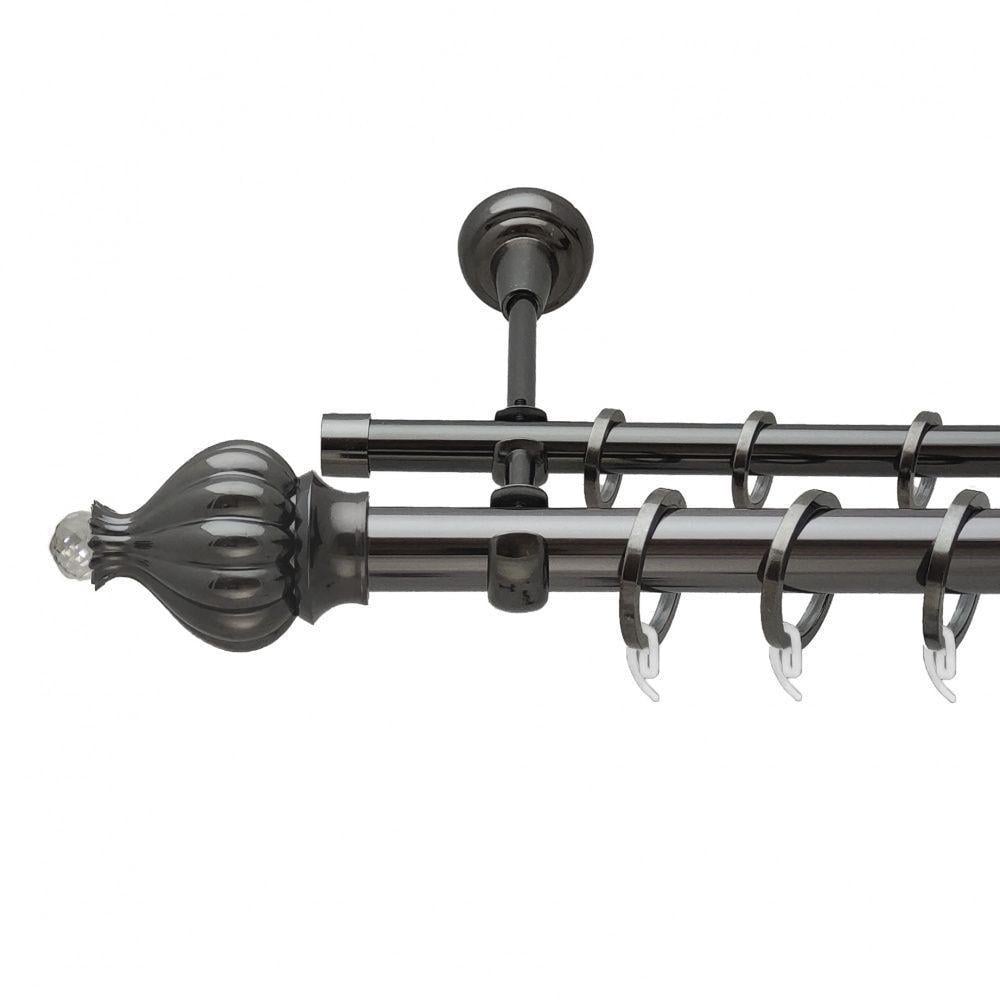 Карниз для штор Orvit Таджа-Кристалл двухрядный гладкий 300 см Оникс (6708061)