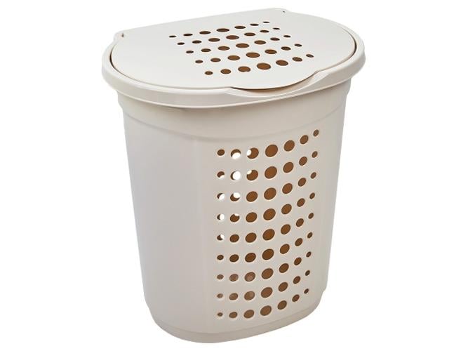 Корзина для белья с крышкой Ротанг 50х39х59 см 60 л Белая роза (MAN-16839)