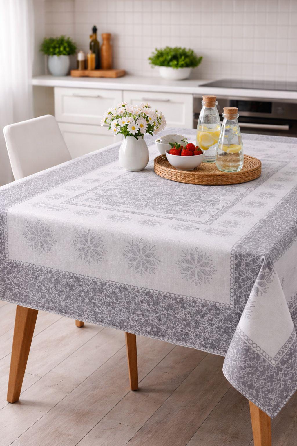 Скатертина 140х180 см Біло-сірий (TC303376236)