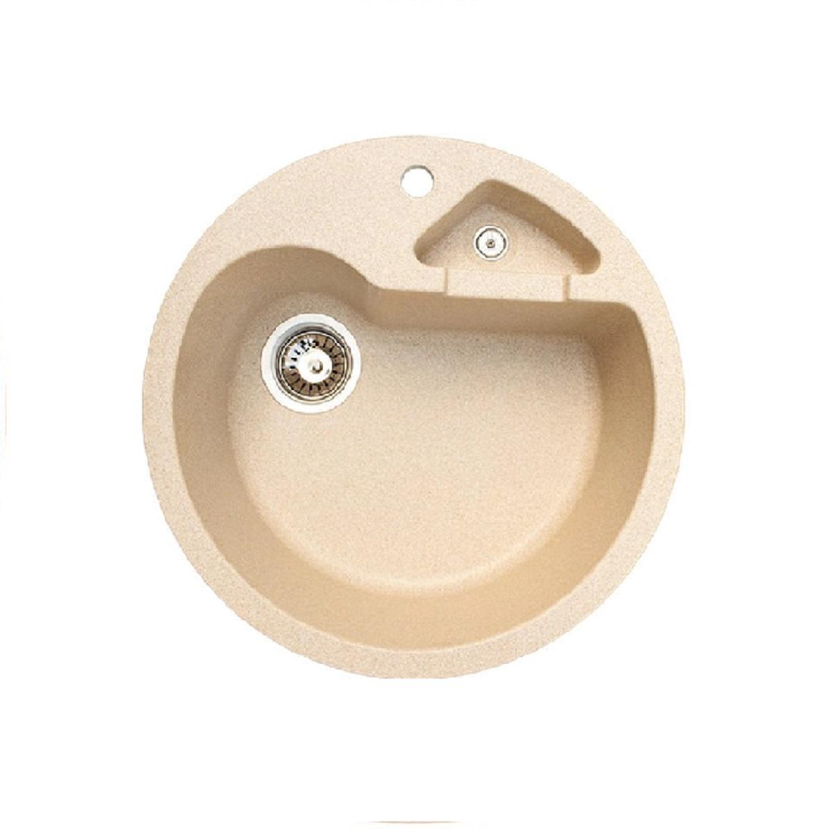 Мойка гранитная со смесителем круглая 500х500 мм Бежевый - фото 2 Мойка гранитная со смесителем круглая 500х500 мм Бежевый - фото 2