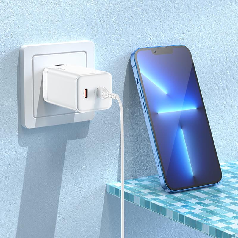 Зарядка быстрая Hoco N23 2 Type-C кабель Lightning 45W White (36801) - фото 6 Зарядка быстрая Hoco N23 2 Type-C кабель Lightning 45W White (36801) - фото 6