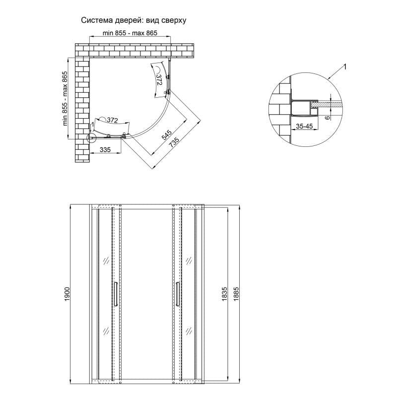 Душова кабіна Qtap Taurus CRM1099AC6 Clear (359922) - фото 3