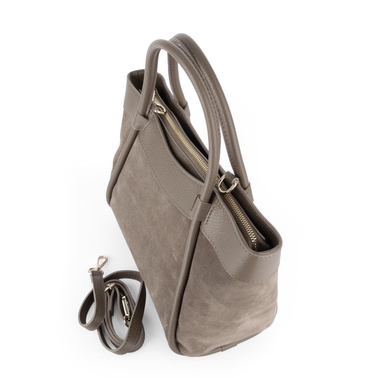 Сумка женская Virginia Conti замшевая с 2 ручками Темный тауп (04027) - фото 4 Сумка женская Virginia Conti замшевая с 2 ручками Темный тауп (04027) - фото 4