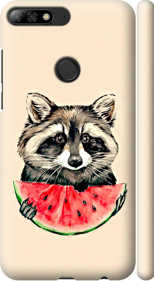 Чехол на Huawei Y7 Prime 2018 Енотик с арбузом (4605m-1509-42517)