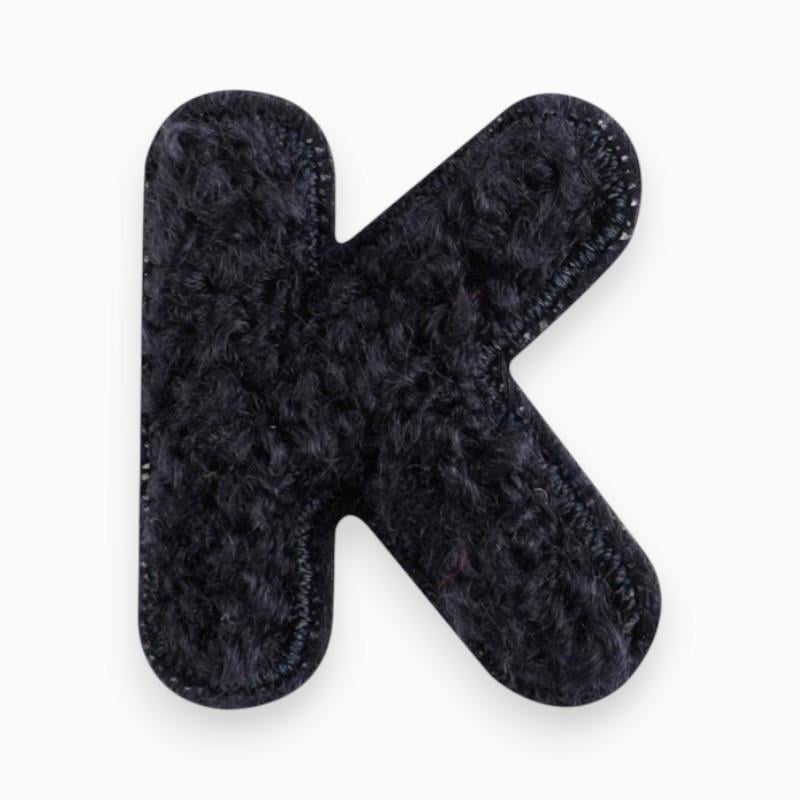 Термоаплікація буква "K" плюшева 2,4х2,1 см 1 шт. Чорний (АК2421б06)