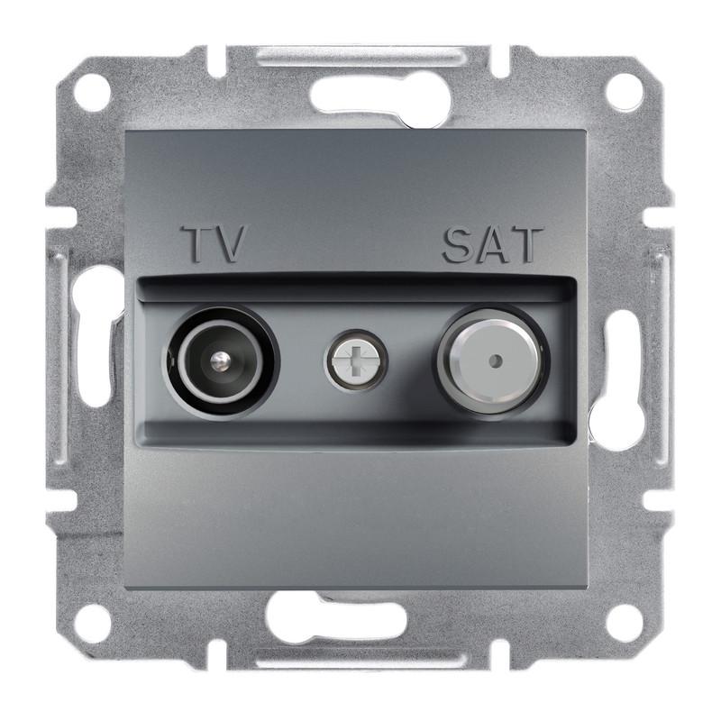 Розетка проходная Schneider Electric Asfora TV-SAT 8dB ABS Сталь (EPH3400362)