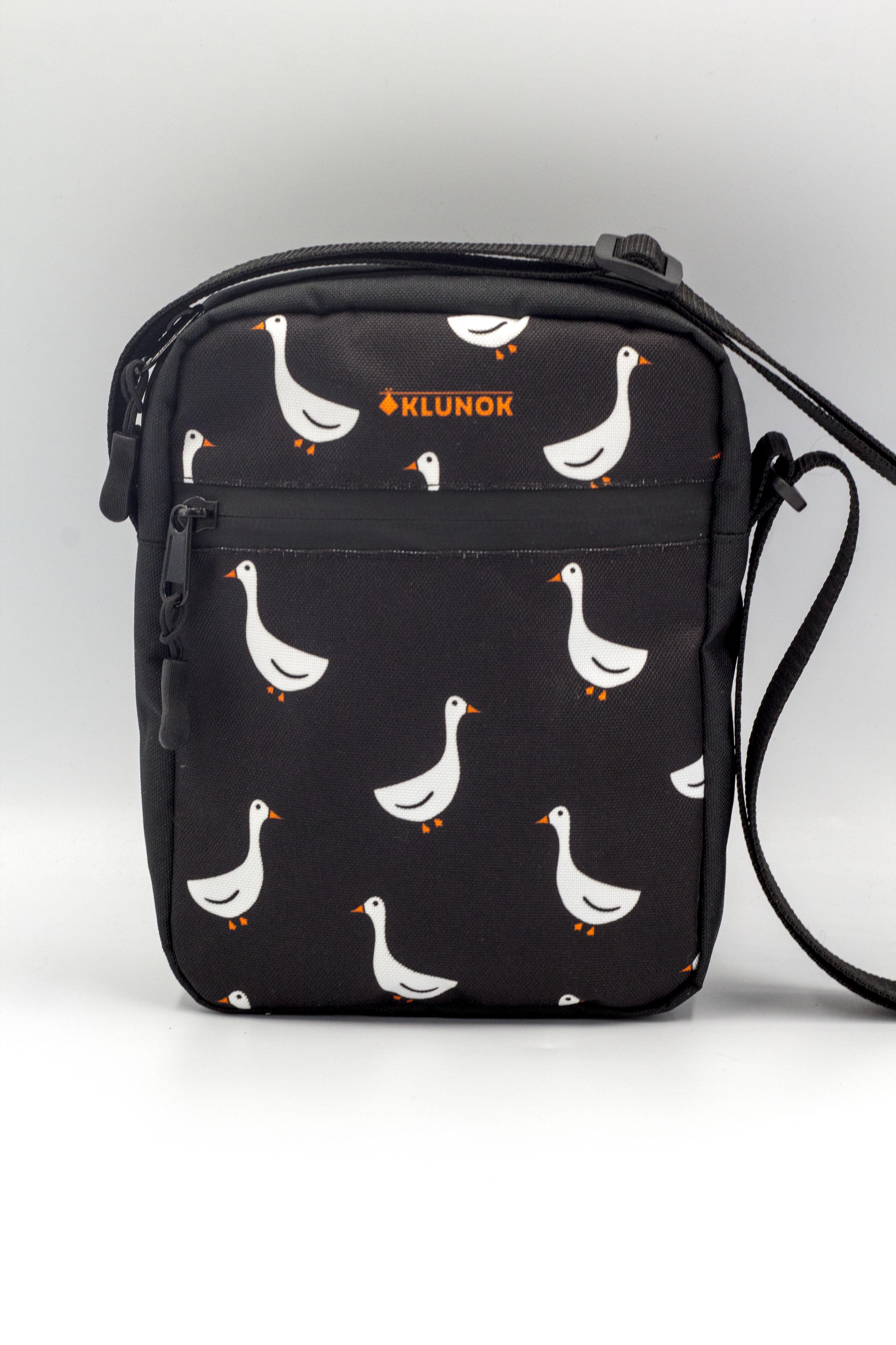 Сумка месенджер через плече Гуси 16х21х6 см Чорний (К-19)