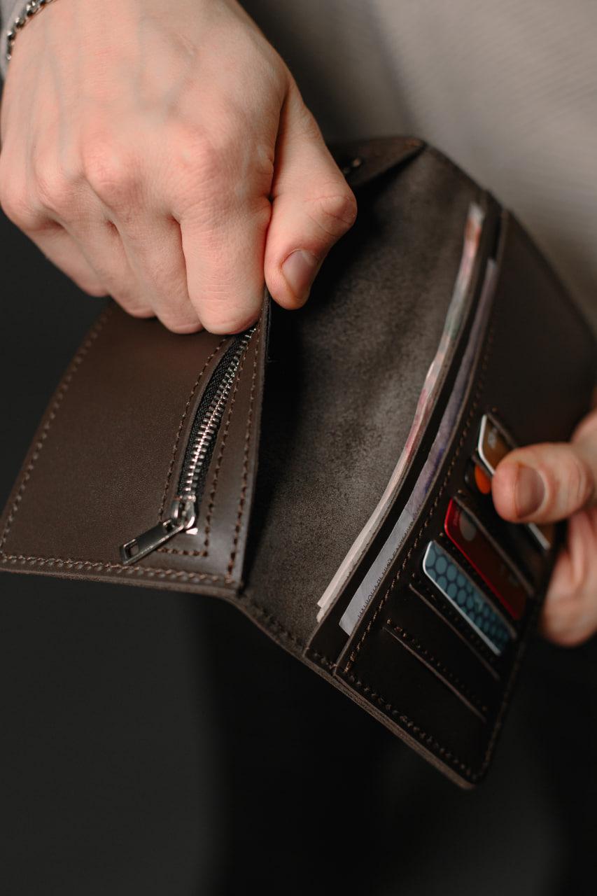 Портмоне мужское из натуральной кожи Коричневый (SR005) - фото 4 Портмоне мужское из натуральной кожи Коричневый (SR005) - фото 4